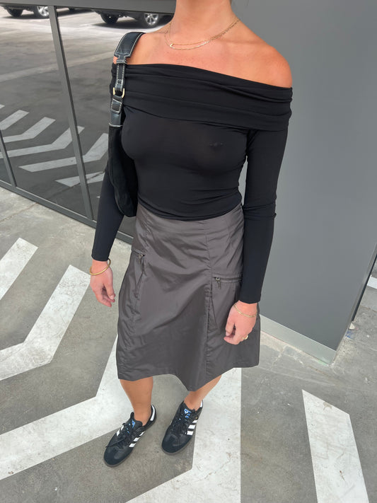 Nylon Midi Skirt