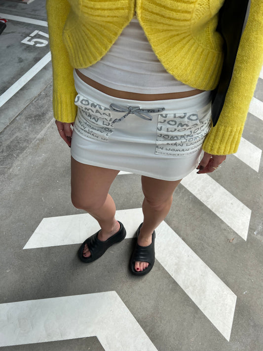 White Graphic Mini Skirt